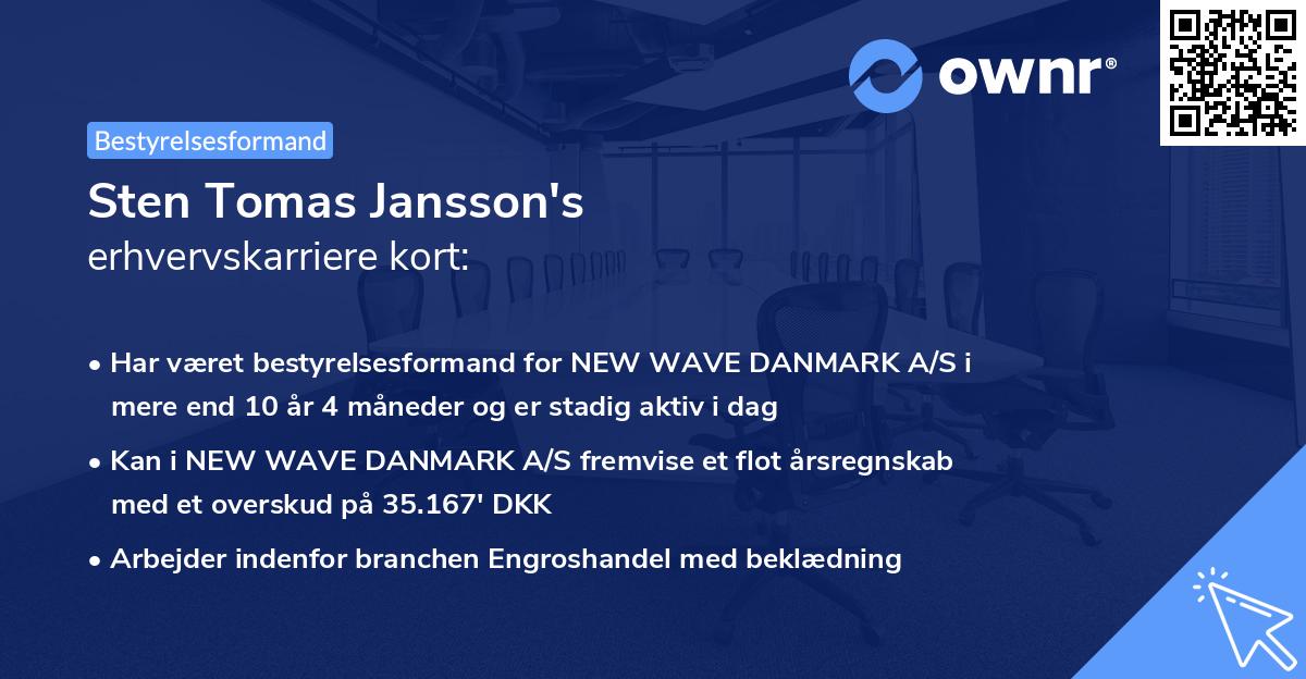 Sten Tomas Jansson's erhvervskarriere kort