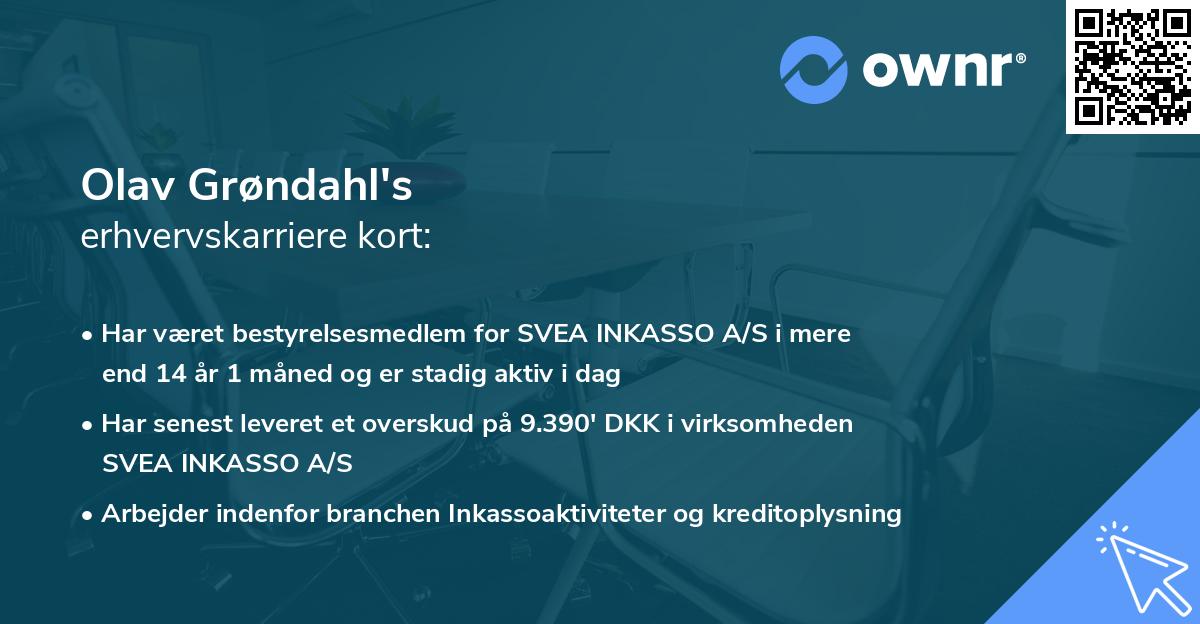 Olav Grøndahl's erhvervskarriere kort