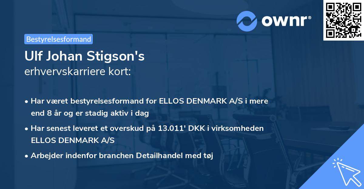 Ulf Johan Stigson's erhvervskarriere kort