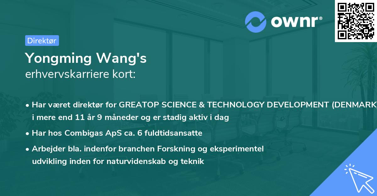 Yongming Wang's erhvervskarriere kort