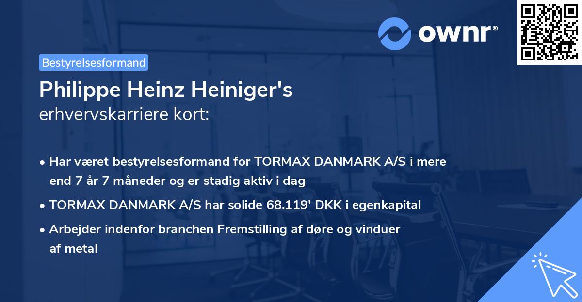 Philippe Heinz Heiniger's erhvervskarriere kort