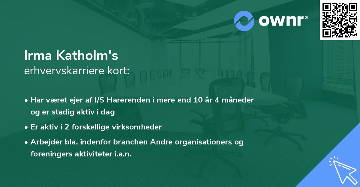 Irma Katholm's erhvervskarriere kort
