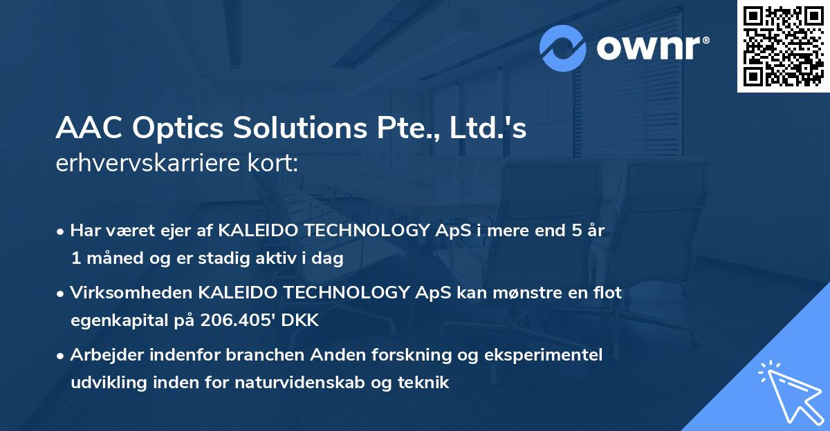 AAC Optics Solutions Pte., Ltd.'s erhvervskarriere kort