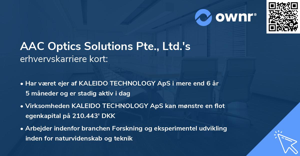 AAC Optics Solutions Pte., Ltd.'s erhvervskarriere kort