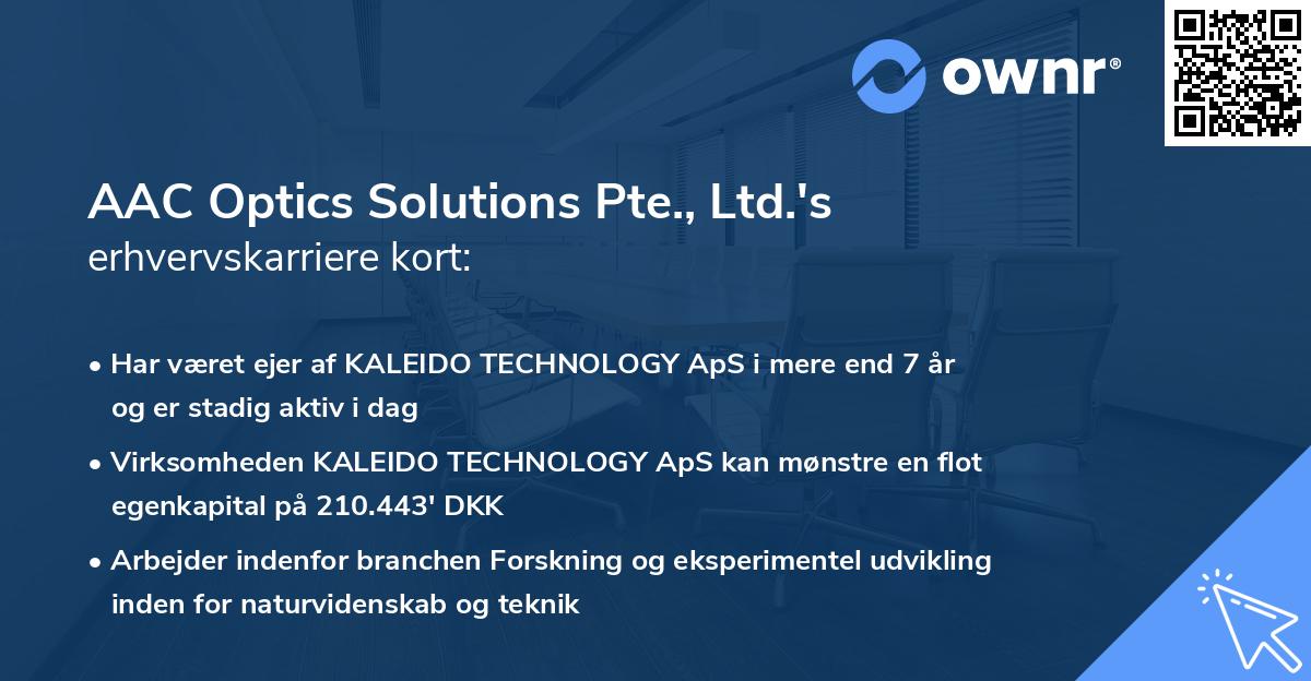 AAC Optics Solutions Pte., Ltd.'s erhvervskarriere kort