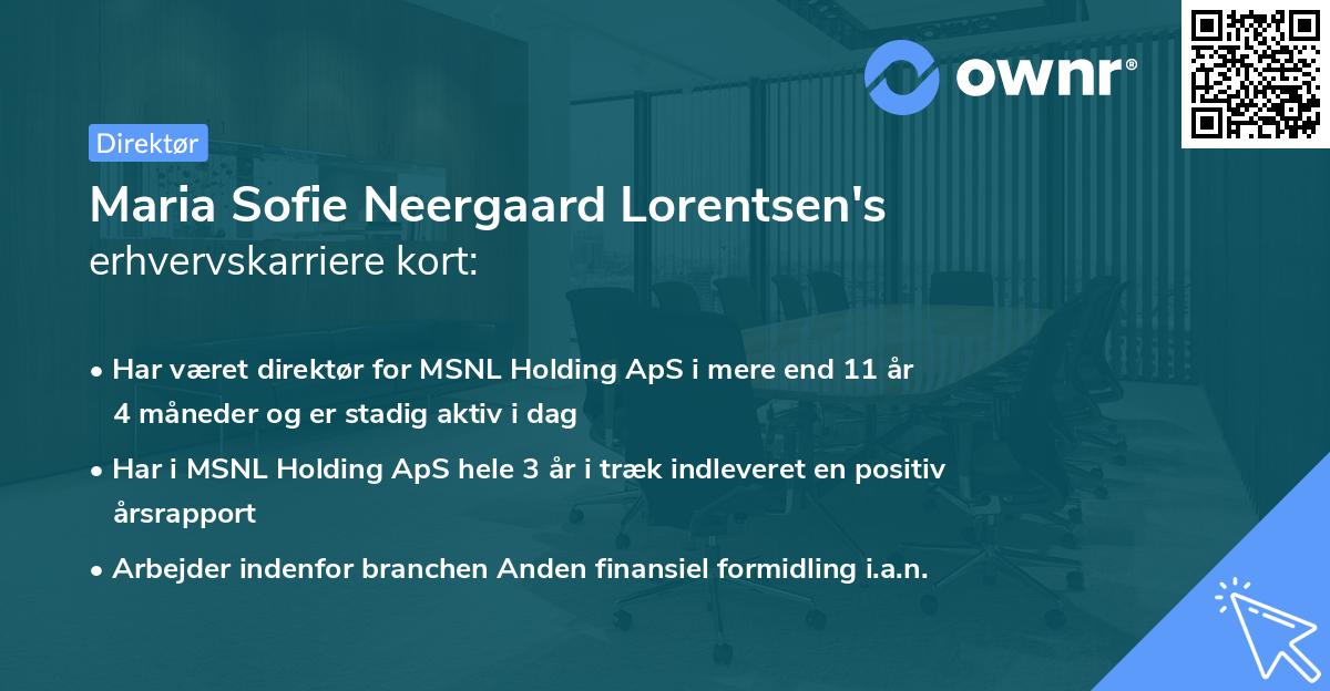 Maria Sofie Neergaard Lorentsen's erhvervskarriere kort