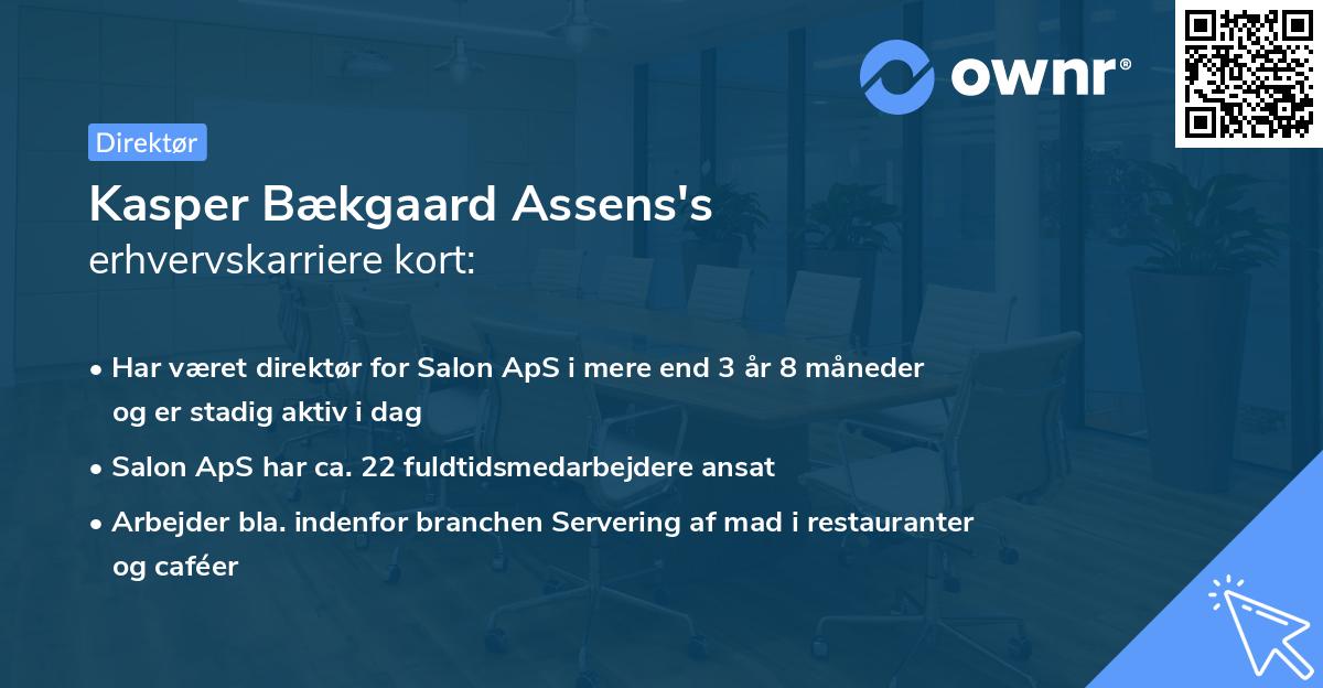 Kasper Bækgaard Assens's erhvervskarriere kort