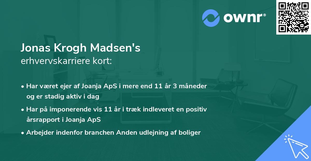 Jonas Krogh Madsen's erhvervskarriere kort