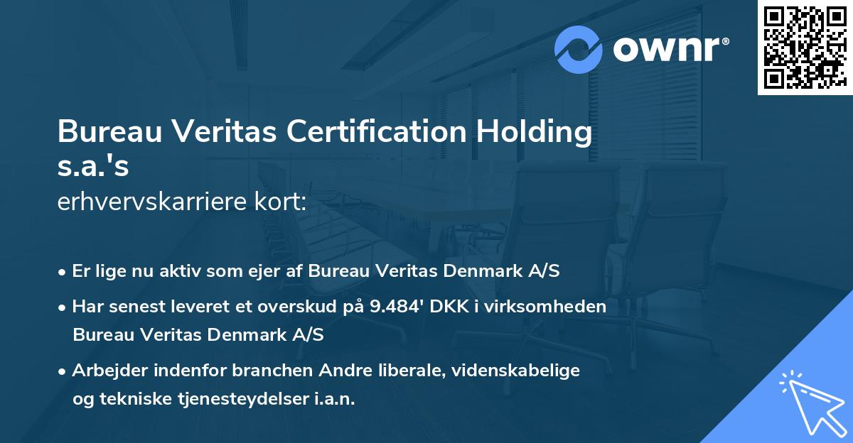 Bureau Veritas Certification Holding s.a.'s erhvervskarriere kort