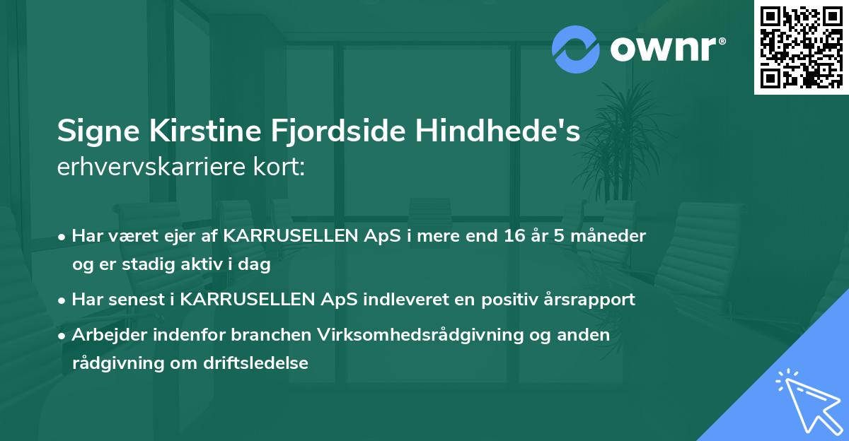 Signe Kirstine Fjordside Hindhede's erhvervskarriere kort