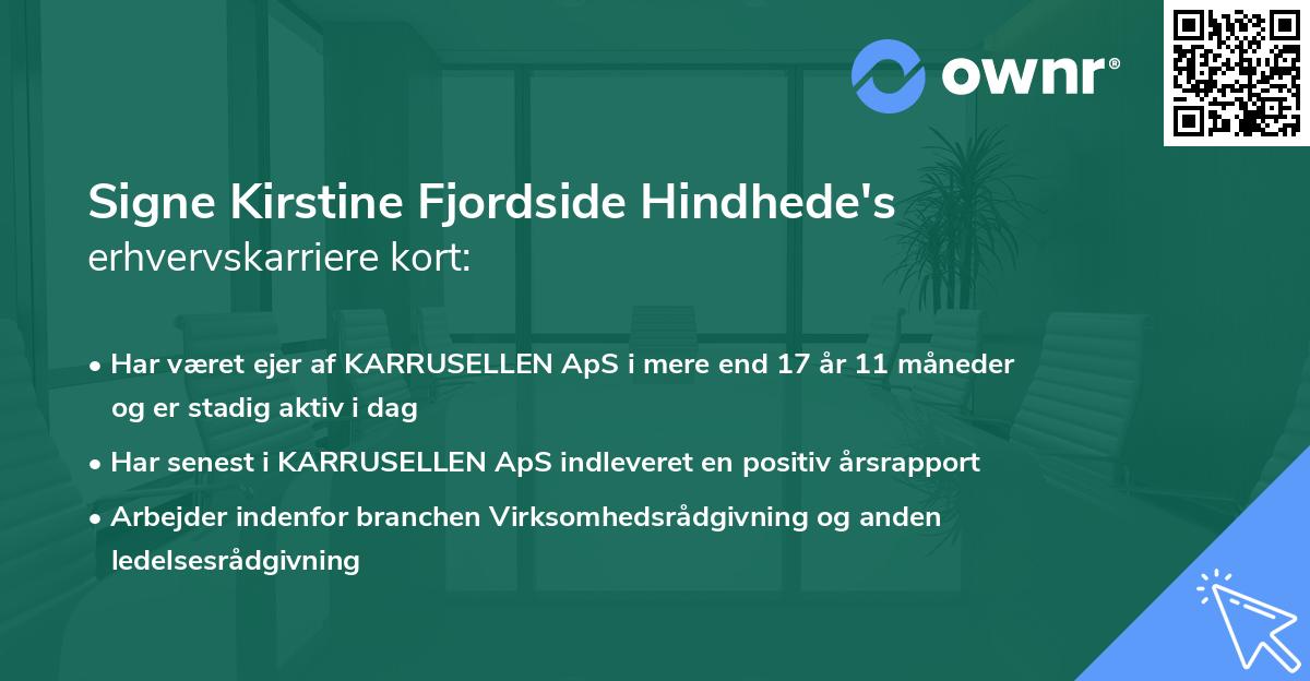 Signe Kirstine Fjordside Hindhede's erhvervskarriere kort
