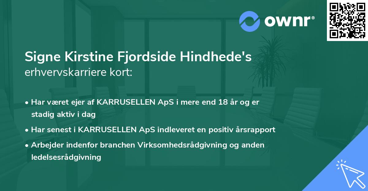 Signe Kirstine Fjordside Hindhede's erhvervskarriere kort