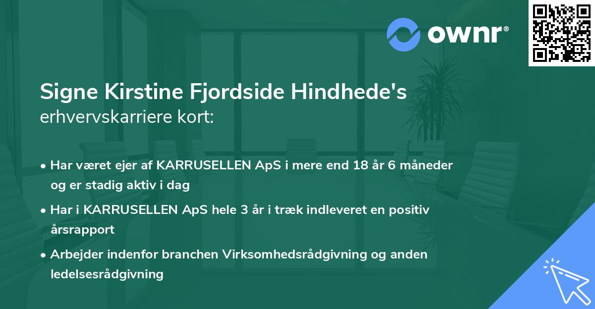 Signe Kirstine Fjordside Hindhede's erhvervskarriere kort