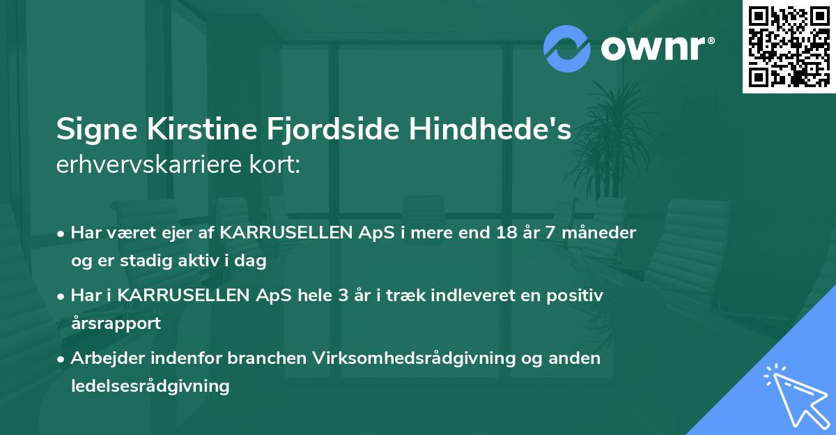 Signe Kirstine Fjordside Hindhede's erhvervskarriere kort