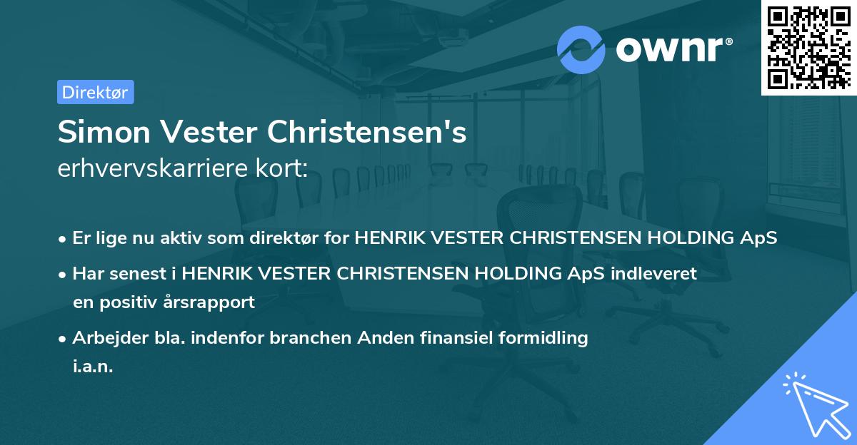 Simon Vester Christensen's erhvervskarriere kort