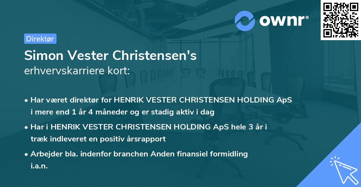 Simon Vester Christensen's erhvervskarriere kort