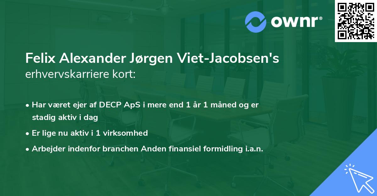 Felix Alexander Jørgen Viet-Jacobsen's erhvervskarriere kort