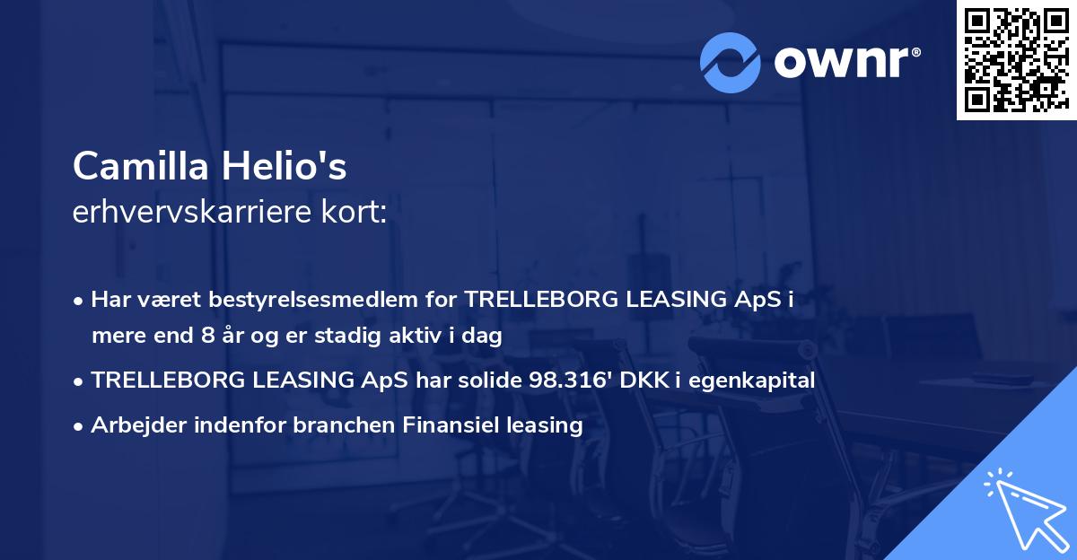 Camilla Helio's erhvervskarriere kort