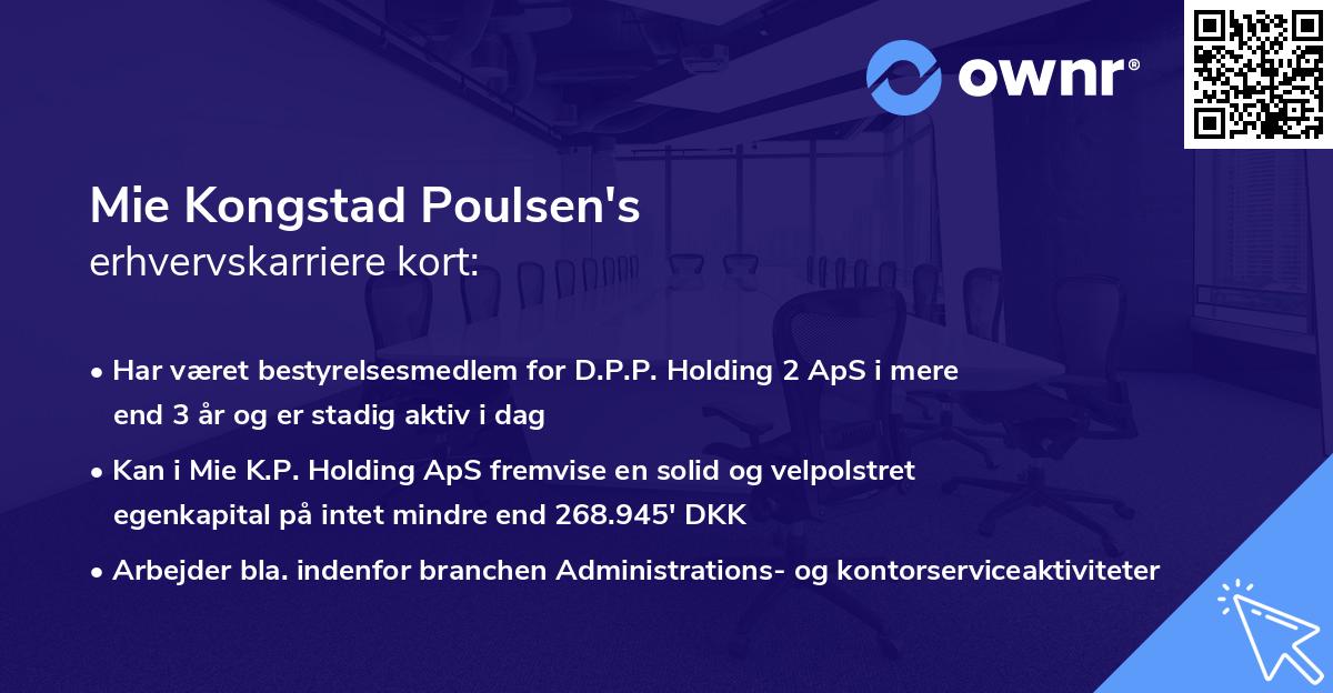 Mie Kongstad Poulsen's erhvervskarriere kort