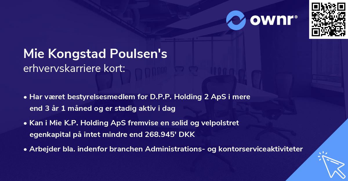 Mie Kongstad Poulsen's erhvervskarriere kort