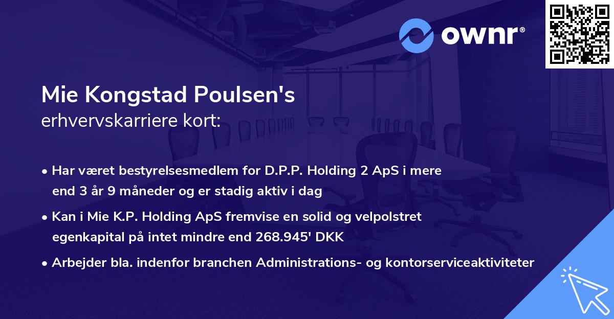 Mie Kongstad Poulsen's erhvervskarriere kort