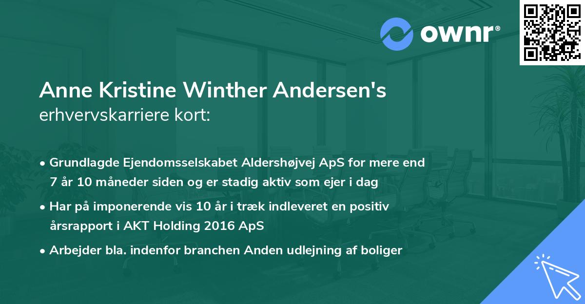 Anne Kristine Winther Andersen's erhvervskarriere kort