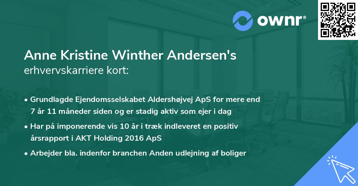 Anne Kristine Winther Andersen's erhvervskarriere kort