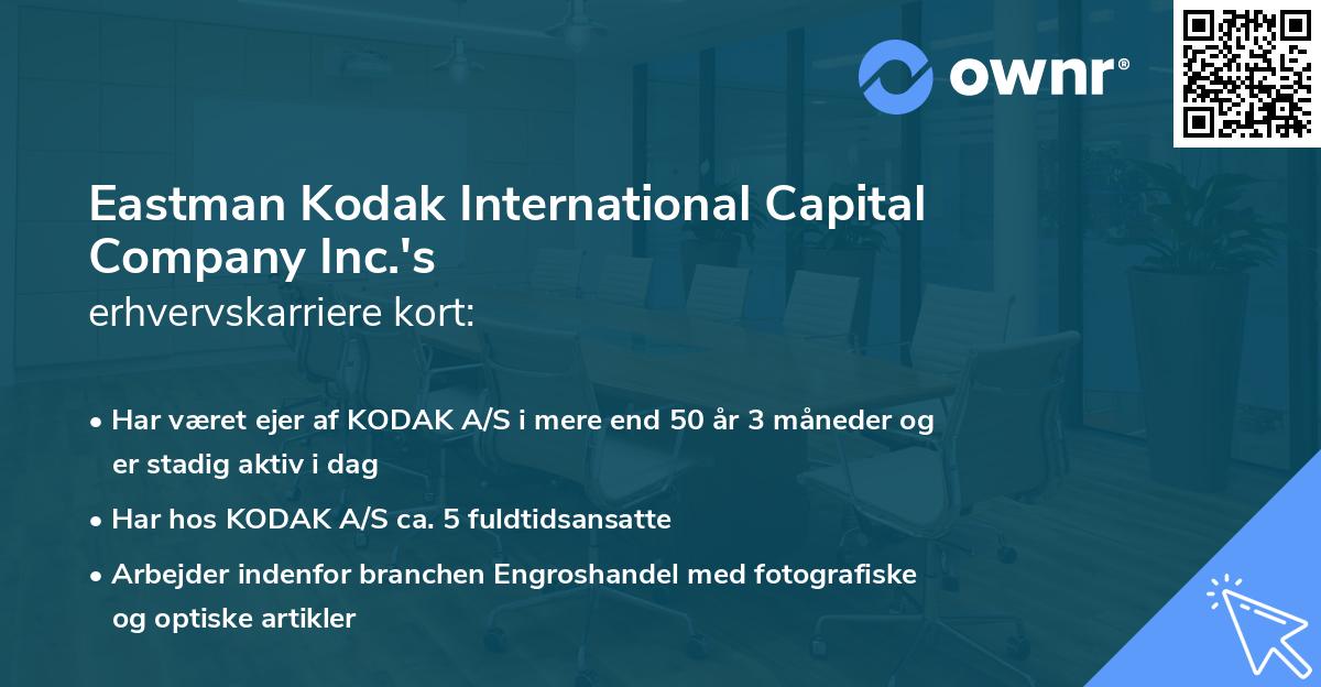 Eastman Kodak International Capital Company Inc.'s erhvervskarriere kort