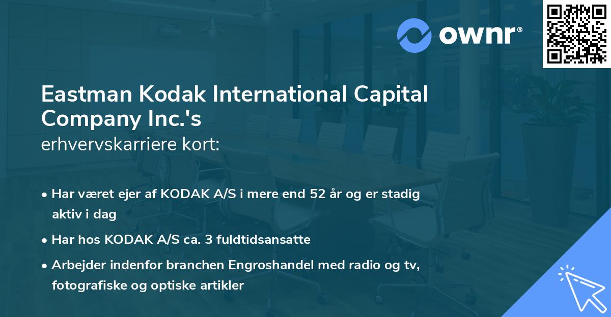 Eastman Kodak International Capital Company Inc.'s erhvervskarriere kort
