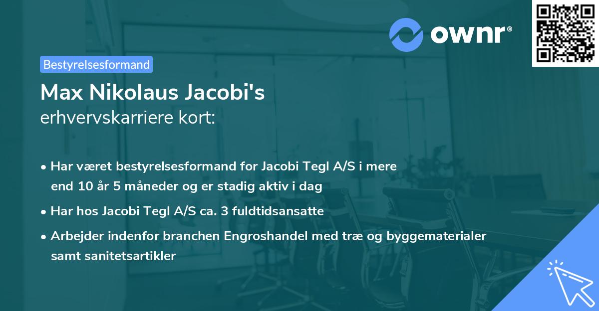 Max Nikolaus Jacobi's erhvervskarriere kort