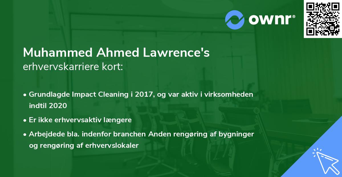 Muhammed Ahmed Lawrence's erhvervskarriere kort