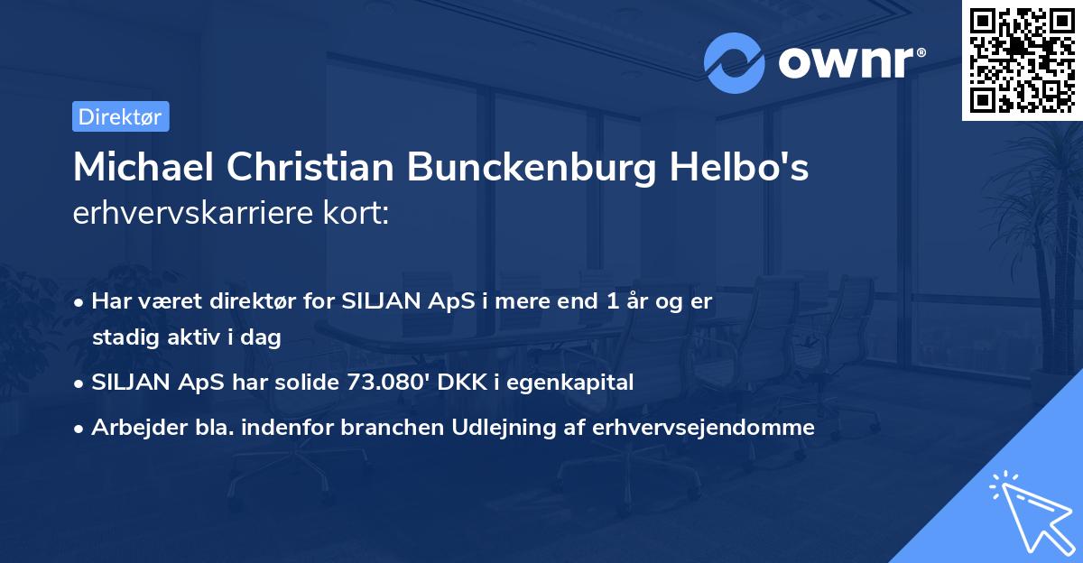 Michael Christian Bunckenburg Helbo's erhvervskarriere kort