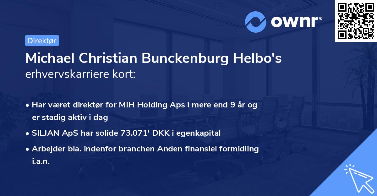 Michael Christian Bunckenburg Helbo's erhvervskarriere kort