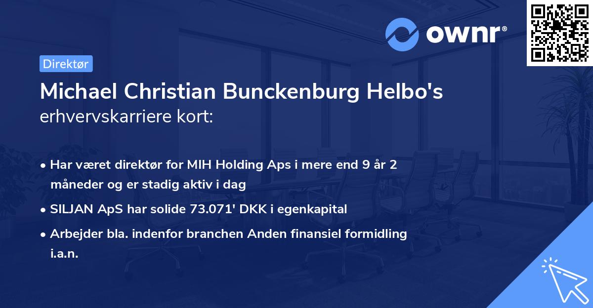 Michael Christian Bunckenburg Helbo's erhvervskarriere kort