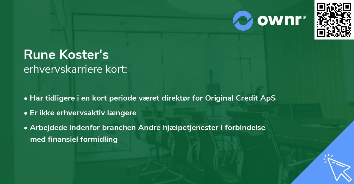 Rune Koster's erhvervskarriere kort