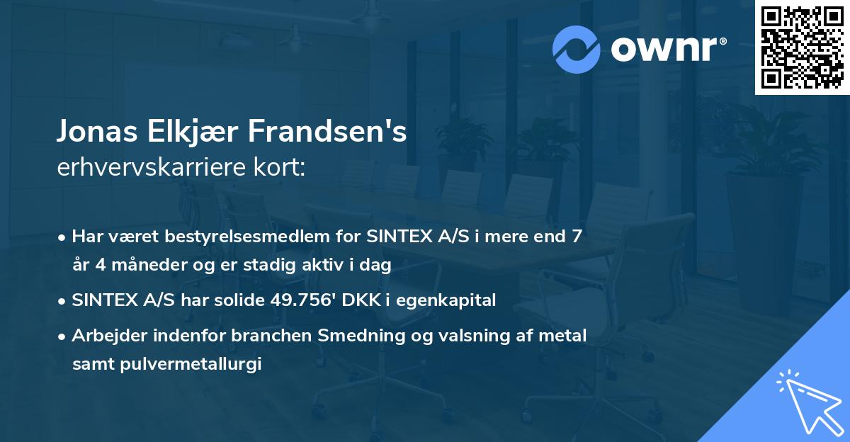 Jonas Elkjær Frandsen's erhvervskarriere kort