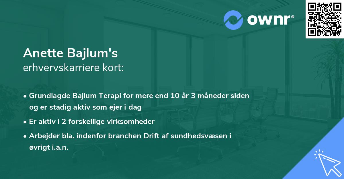 Anette Bajlum's erhvervskarriere kort