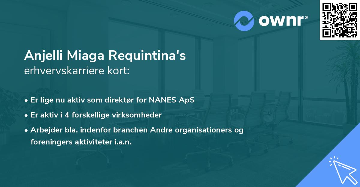 Anjelli Miaga Requintina's erhvervskarriere kort