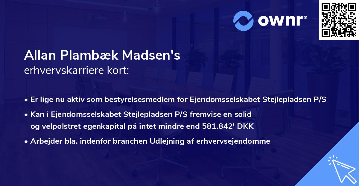 Allan Plambæk Madsen's erhvervskarriere kort