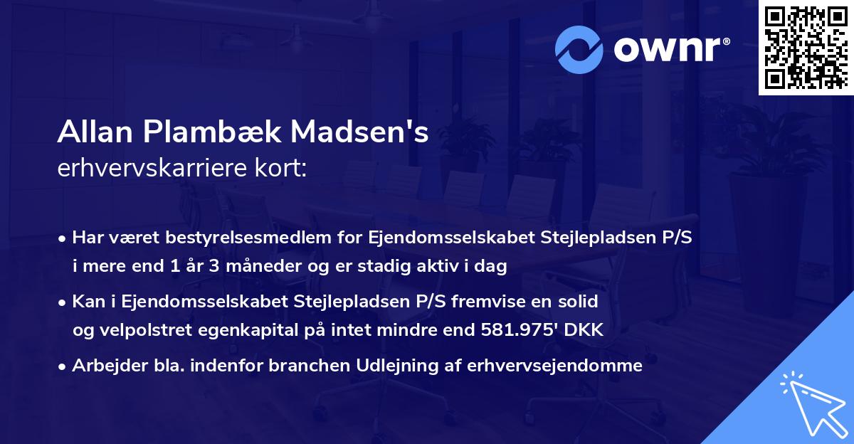 Allan Plambæk Madsen's erhvervskarriere kort