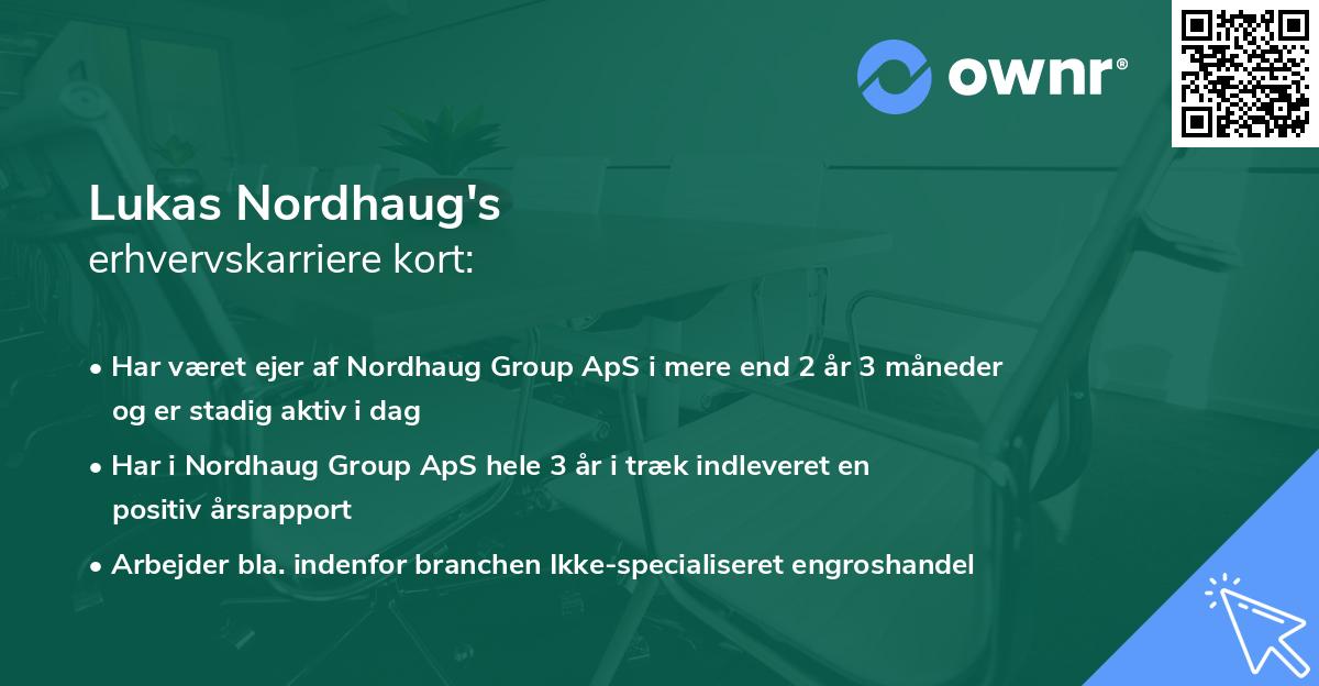 Lukas Nordhaug's erhvervskarriere kort