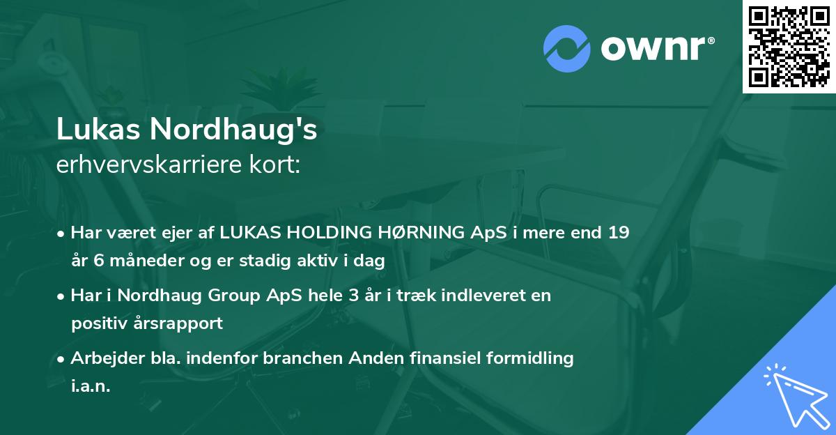 Lukas Nordhaug's erhvervskarriere kort