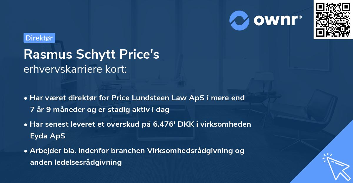 Rasmus Schytt Price's erhvervskarriere kort