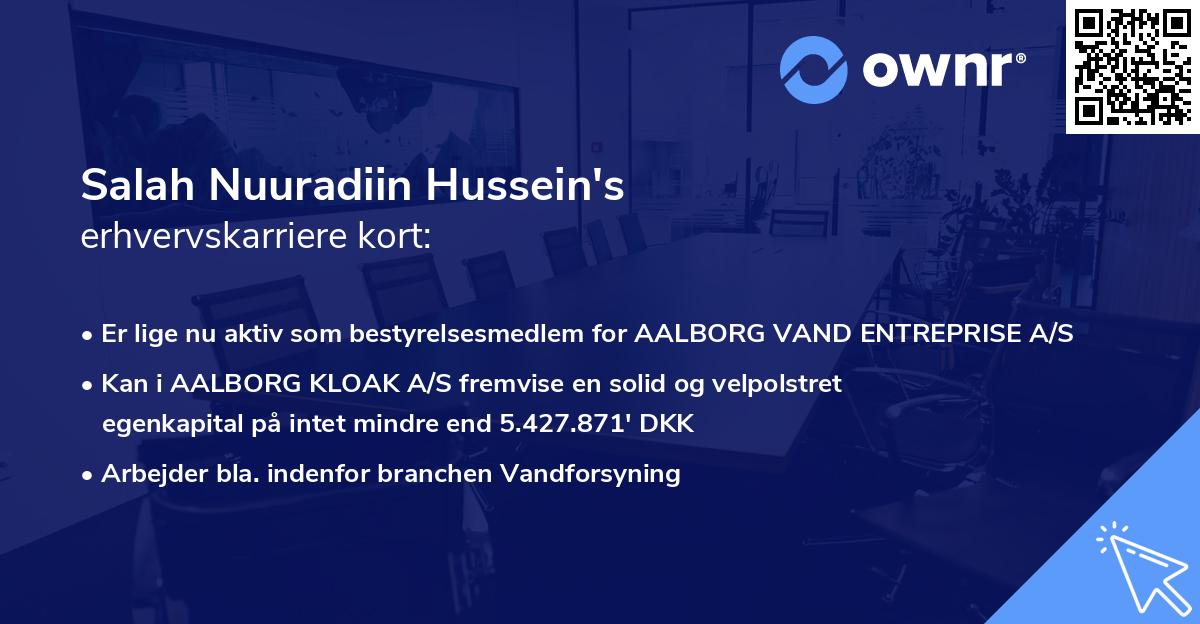 Salah Nuuradiin Hussein's erhvervskarriere kort