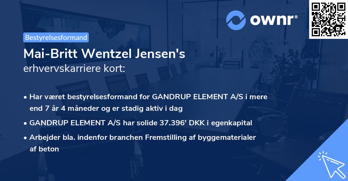 Mai-Britt Wentzel Jensen's erhvervskarriere kort