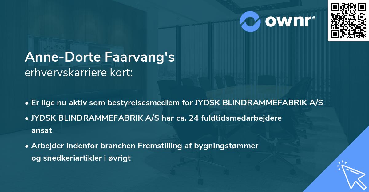 Anne-Dorte Faarvang's erhvervskarriere kort