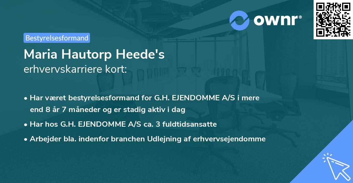 Maria Hautorp Heede's erhvervskarriere kort