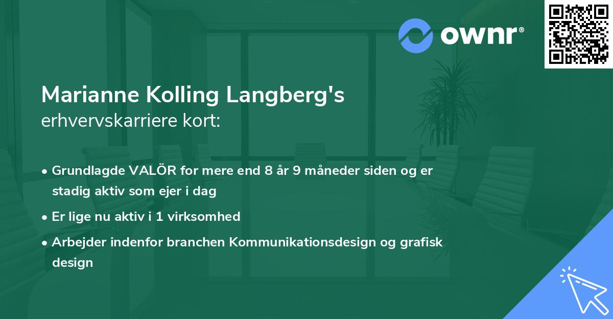 Marianne Kolling Langberg's erhvervskarriere kort