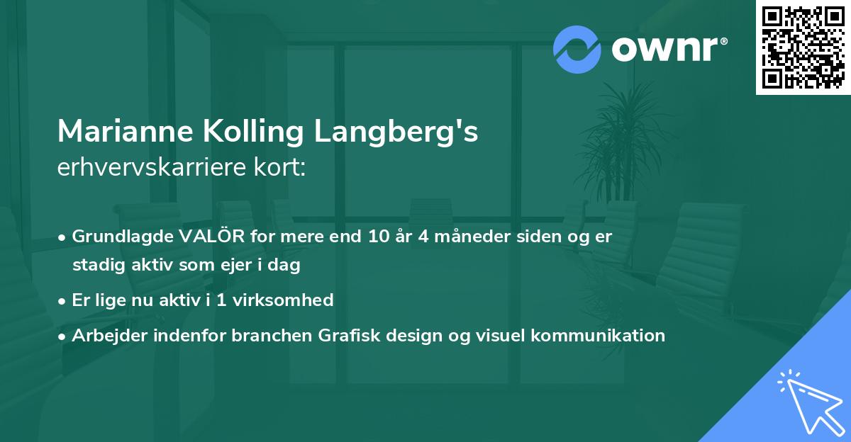 Marianne Kolling Langberg's erhvervskarriere kort