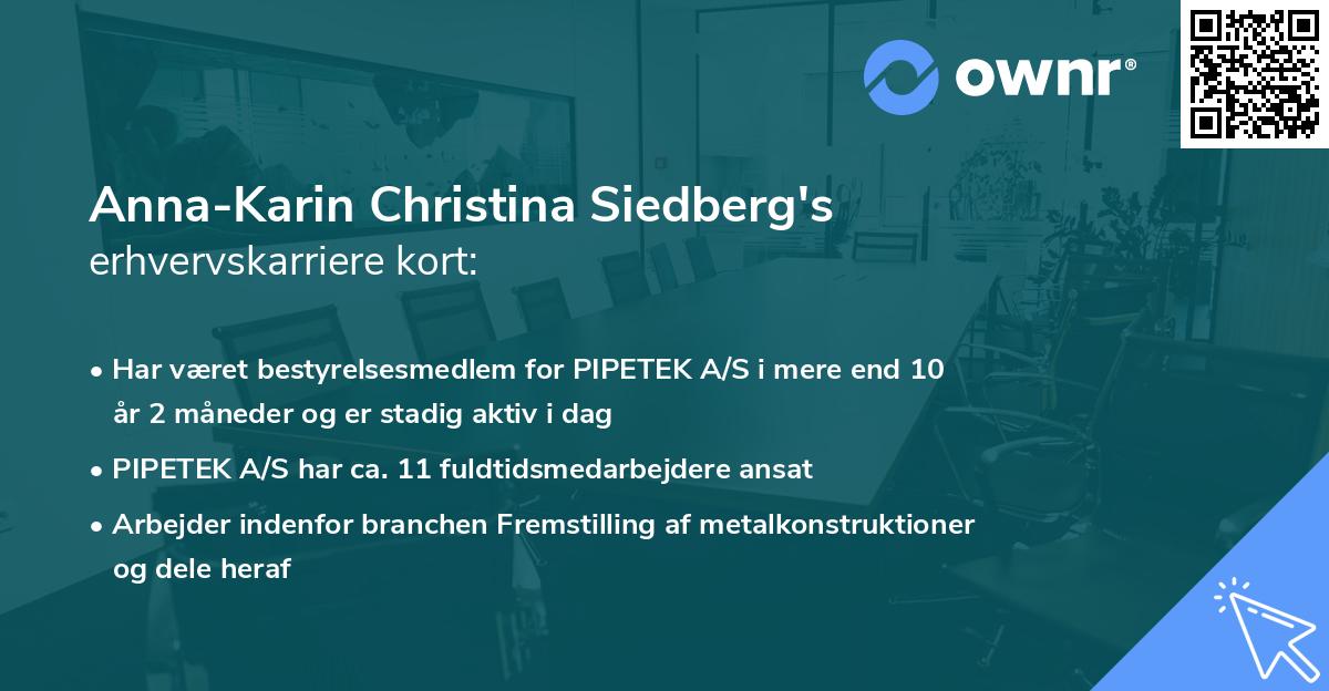 Anna-Karin Christina Siedberg's erhvervskarriere kort